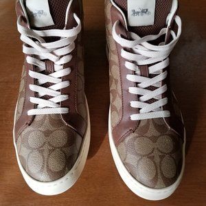 COACH NEW YORK CLIP HIGH TOP KHAK/SADDLE MEN Sneaker shoes SIZE 12